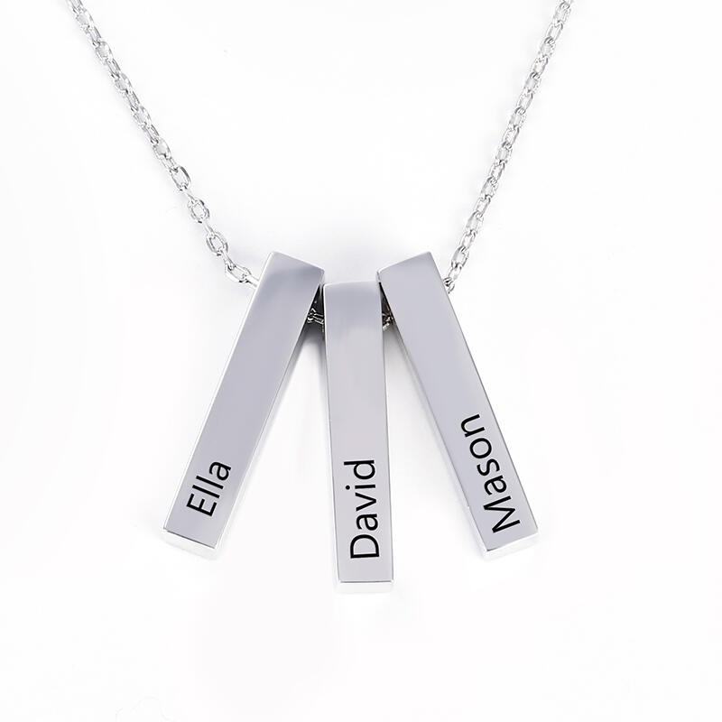 Jeulia Personalized Vertical Bar Sterling Silver Necklace