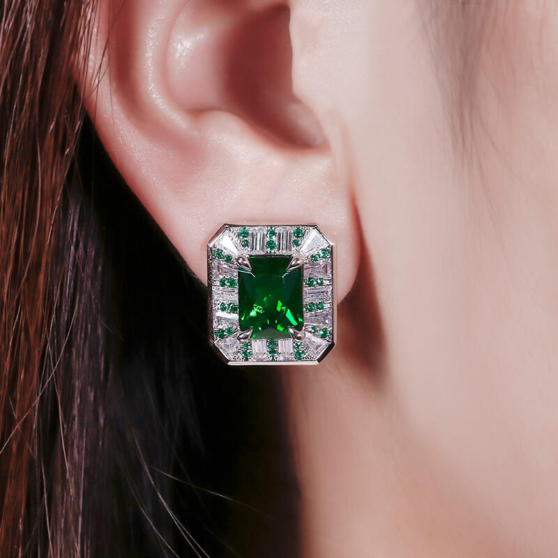 Jeulia Vintage Radiant Cut Sterling Silver Earrings