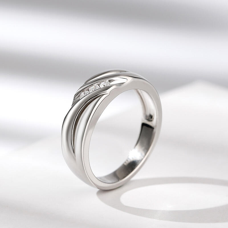 Jeulia 10K/14K/18K Or Platine Moissanite Coupe Ronde Trois Pierres Bague pour Homme