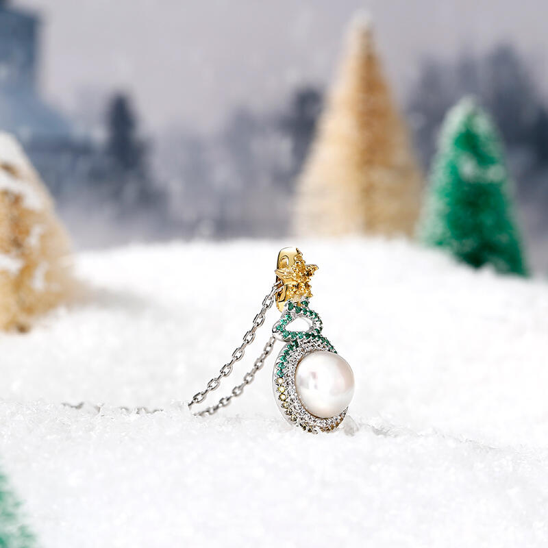 Jeulia "Christmas Tree" Cultured Pearl Sterling Silver Jewelry Set