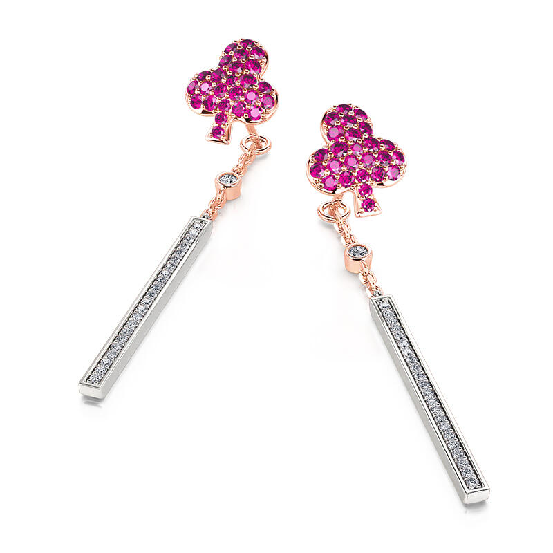 Jeulia "Charm Poker" Club Design Sterling Silver Drop Earrings