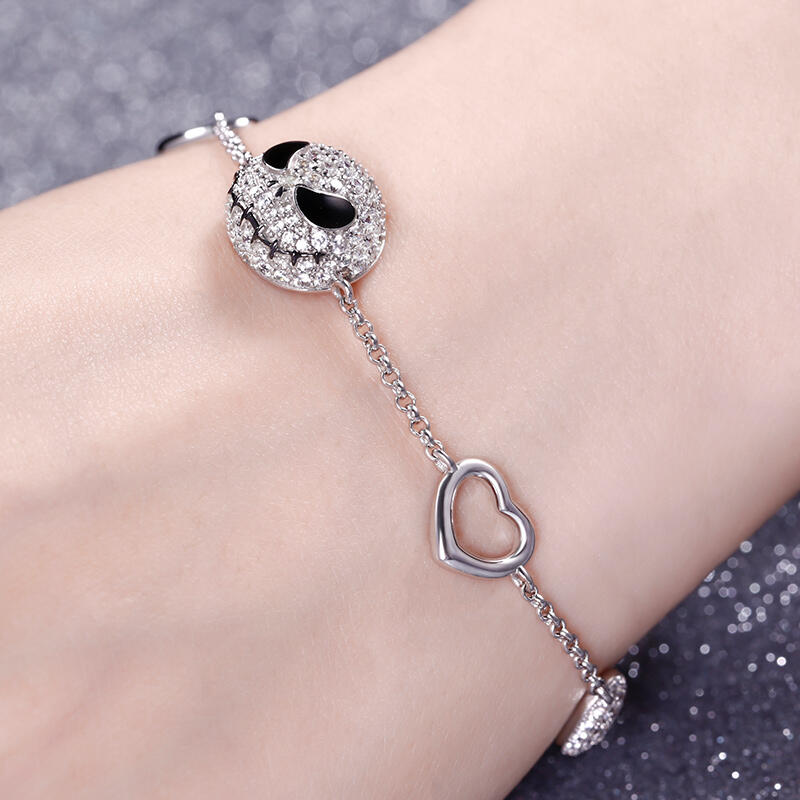 Jeulia "Pumpkin King" Skull Design Sterling Silver Bracelet  (195mm)