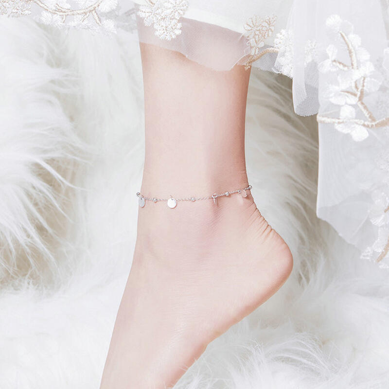 Jeulia Prosty Styl Dysk Srebro Anklet