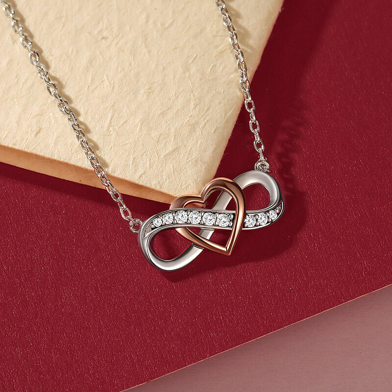 Jeulia Collier Cœur Infini Bicolore Personnalisé en Argent Sterling
