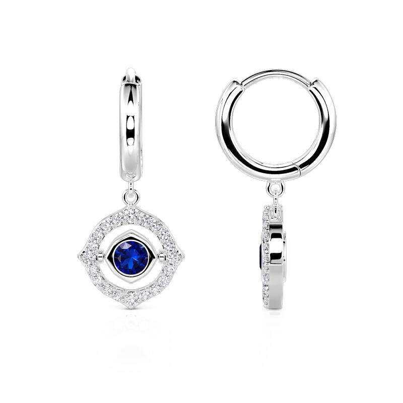 Jeulia Pendientes de Aro Contorno con Montura Halo y Piedra de Nacimiento Personalizada