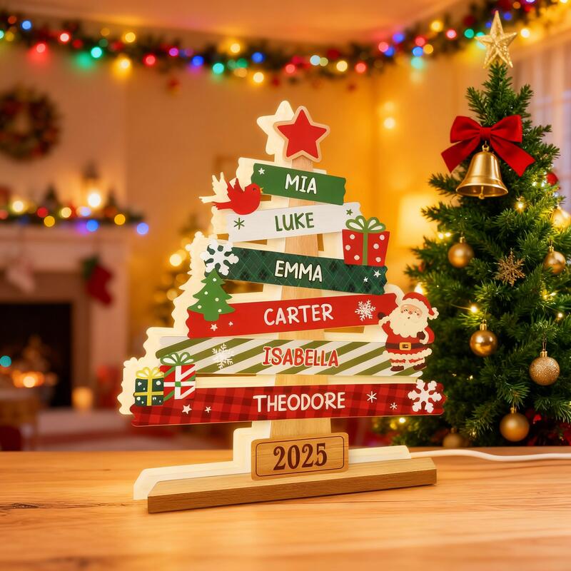 Personalisiertes Nachtlicht mit Namen Weihnachtsbaum Kreatives Geschenk für die Familie