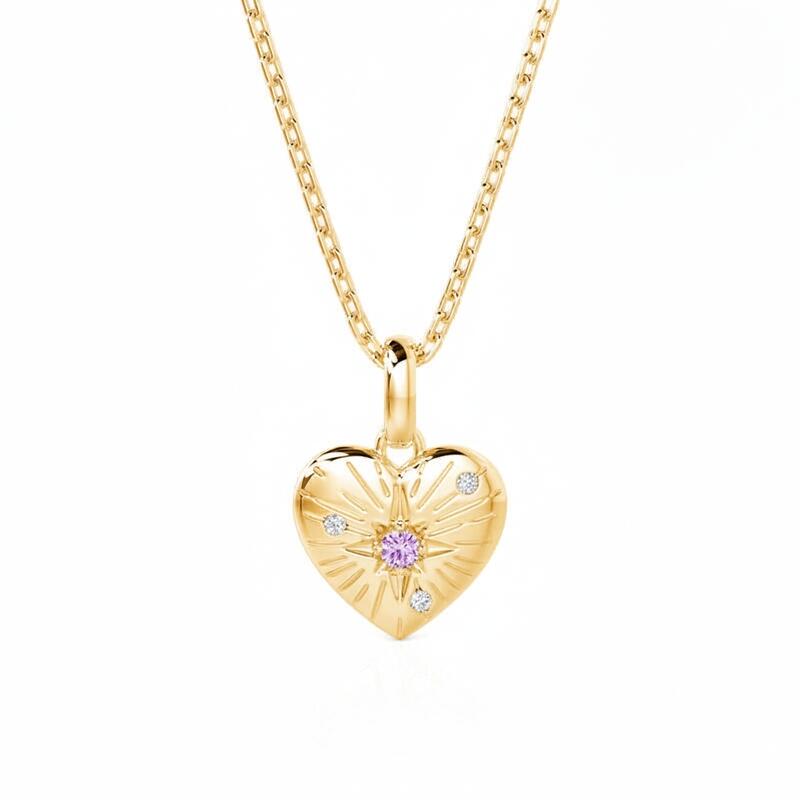 Jeulia Everyday Simple Custom Engraved Heart Necklace with Birthstone