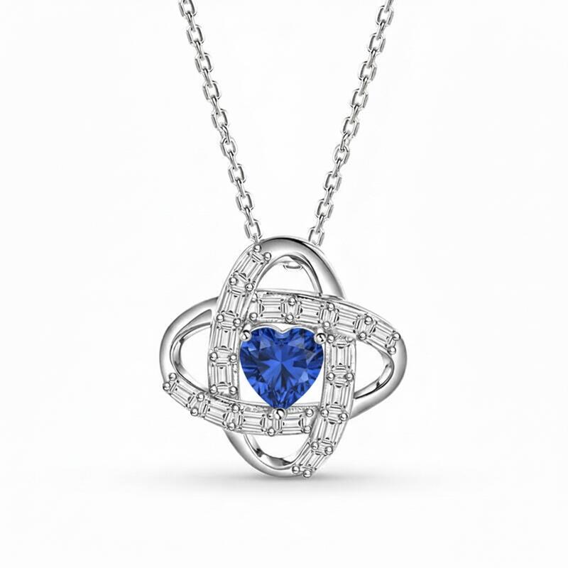 Jeulia Love Knot Custom Birthstone Necklace Sterling Silver