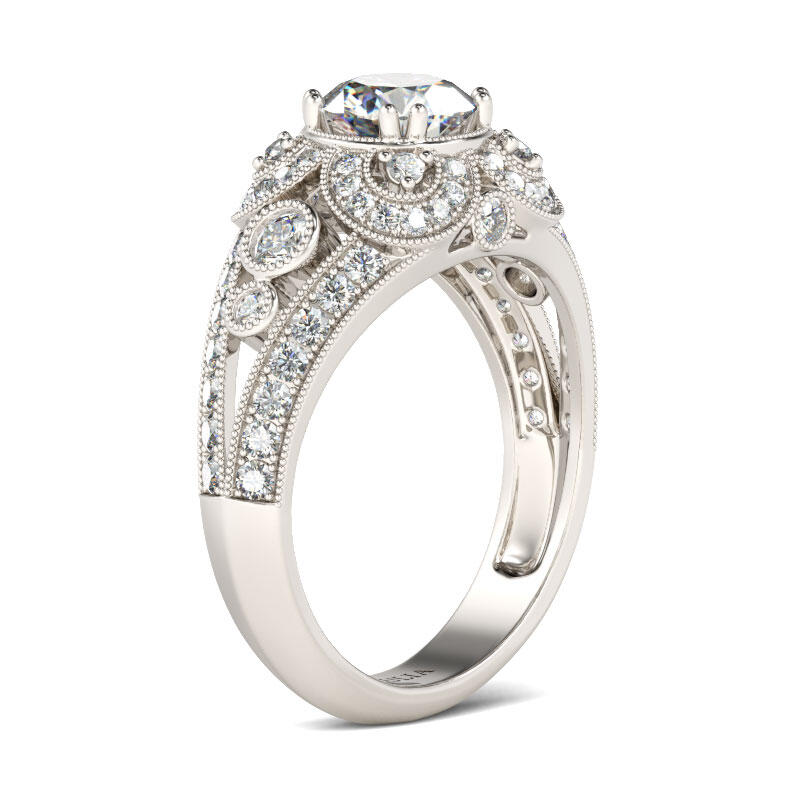 Jeulia Milgrain Round Cut Sterling Silver Ring