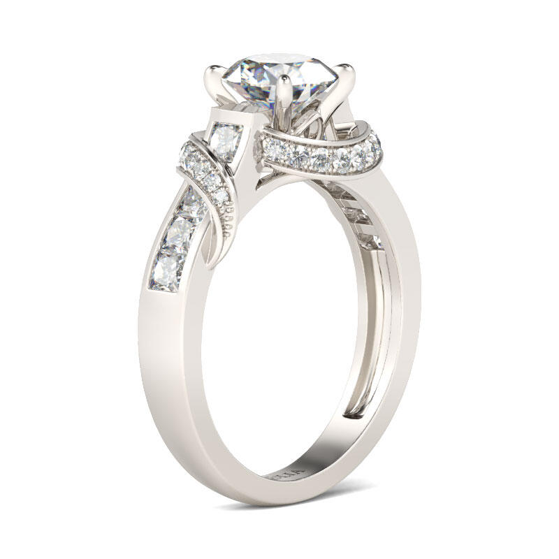 Jeulia Twist Round Cut Sterling Silver Ring