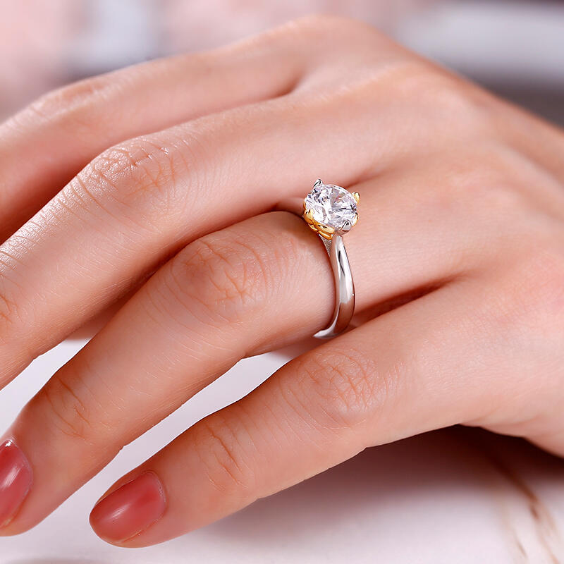 Jeulia anillo de compromiso de iris con corte redondo de plata 925