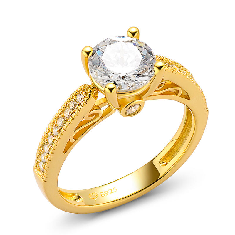 Jeulia Classic Round Cut Sterling Silver Ring