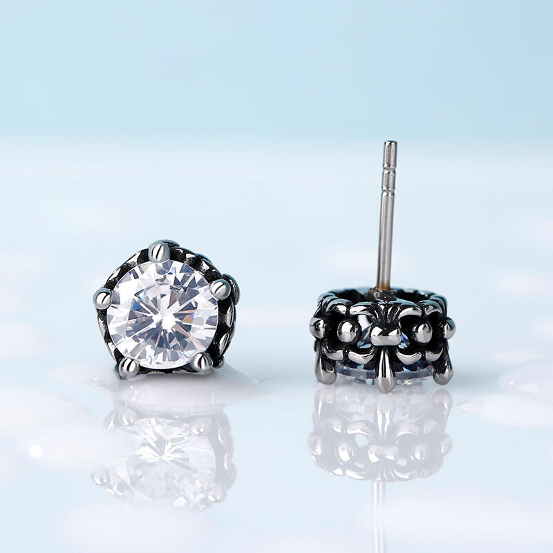 Jeulia Punk Style Vintage Stainless Steel Men's Earrings