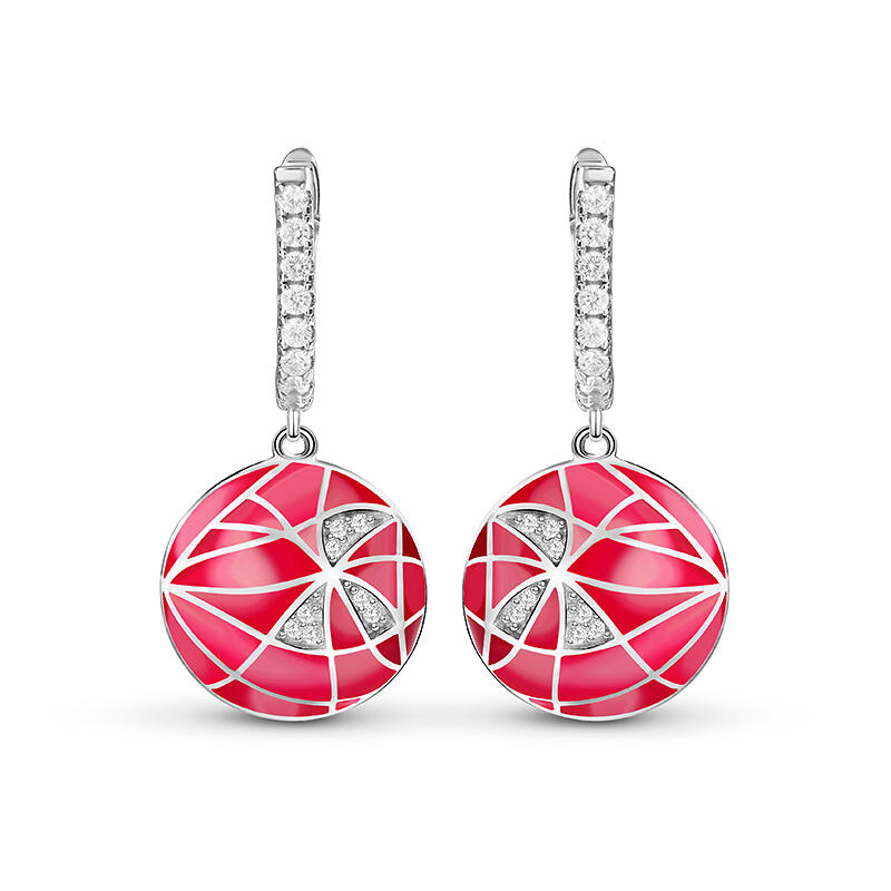 Jeulia "Curve" Enamel Sterling Silver Drop Earrings