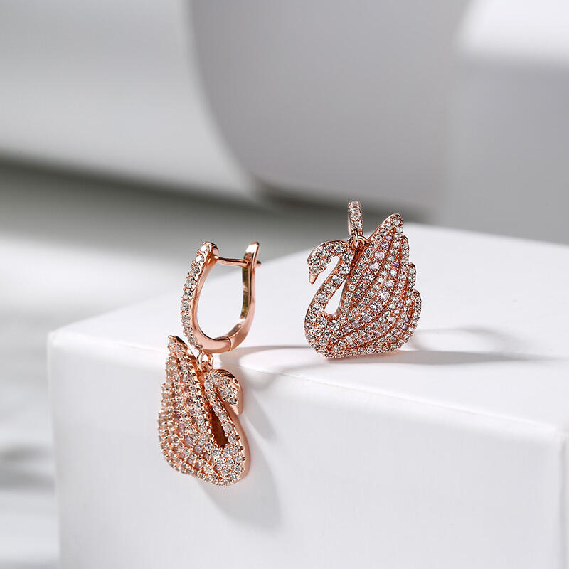 Jeulia Dreamy Swan Rose Gold Tone Sterling Silver Jewelry Set