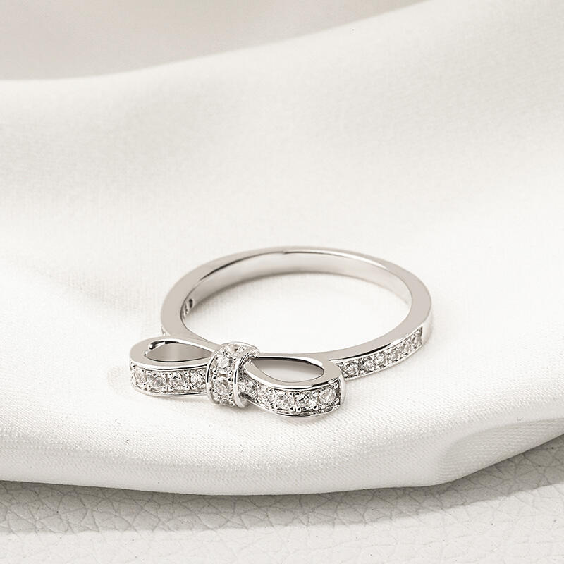 Jeulia Simple Bowknot Sterling Silver Ring
