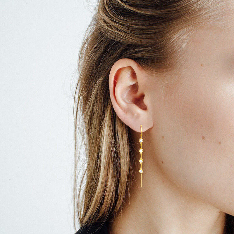 "Take Me As I Am" Round Cut Threader Earrings