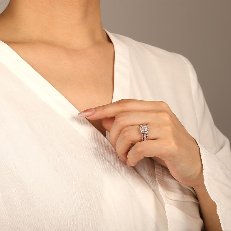"Love You Everyday" Cushion Cut 3pcs Bridal Set