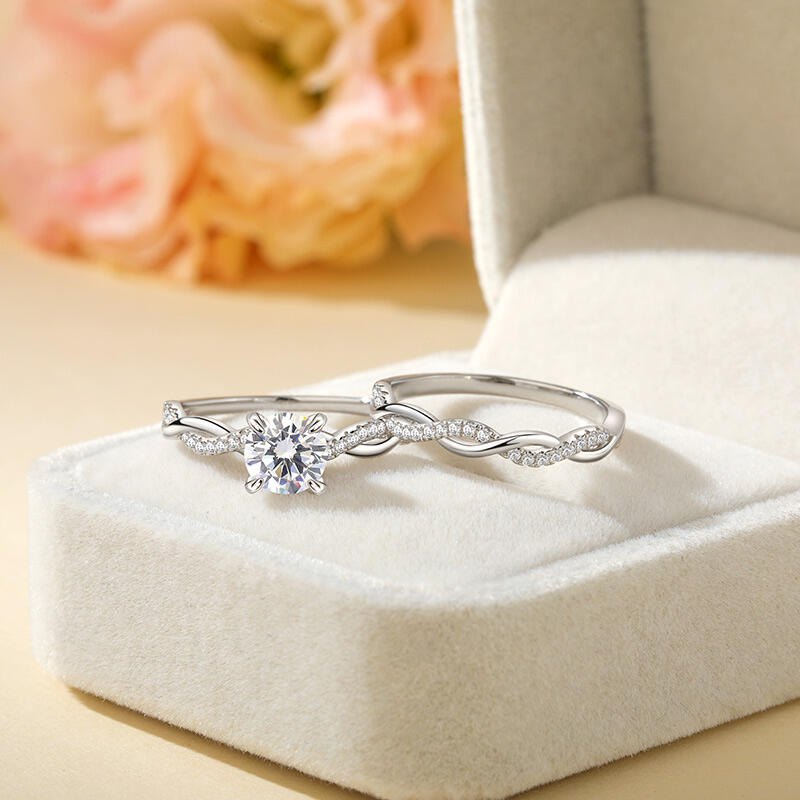 Jeulia Ensemble de bagues Torsade Coupe ronde Argent Sterling