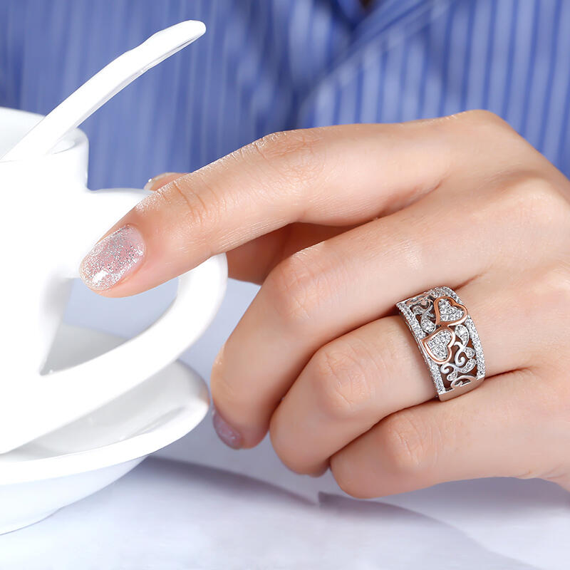 Jeulia Alliance Femme en Argent Sterling Coupe Coeur