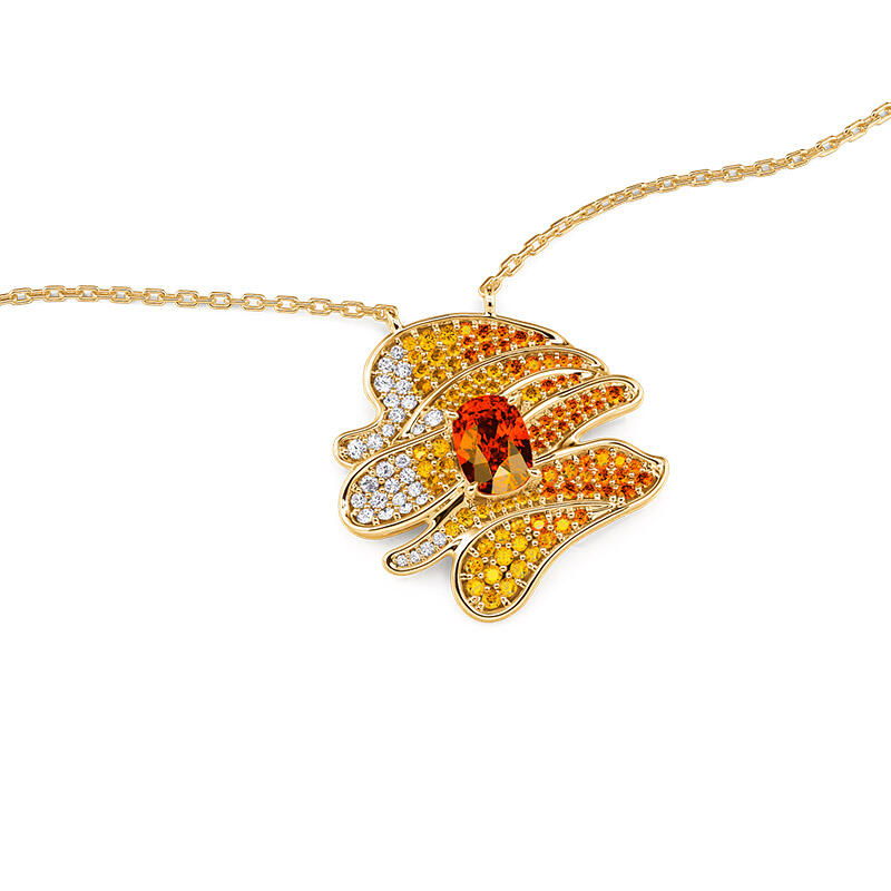 Jeulia x Leyla “Sunset Desert” Art Deco Golden Necklace Sterling Silver