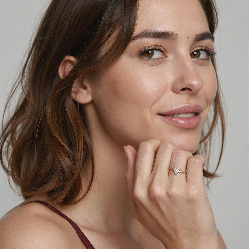 "Swirling Around My Heart" Heart Cut Three Stone Engagement Ring