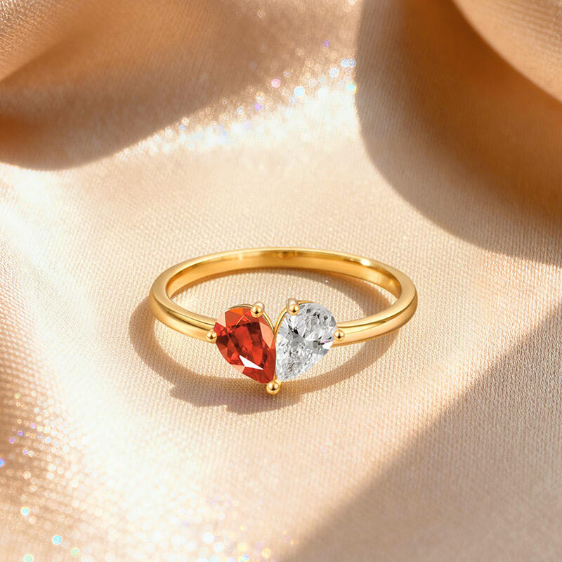 Jeulia Simple Pear Cut Heart Shape Sterling Silver Ring