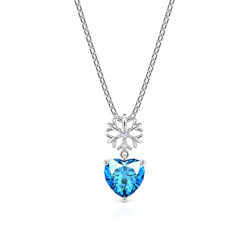 Jeulia Custom Snowflake Heart Birthstone Necklace
