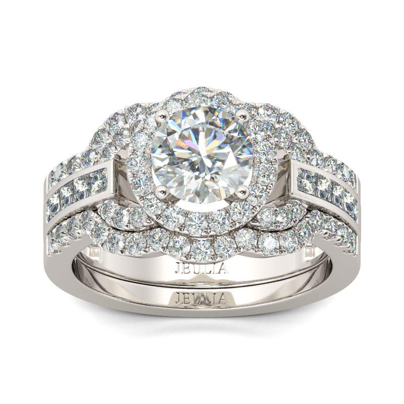 Jeulia 3PC Round Cut Sterling Silver Ring Set