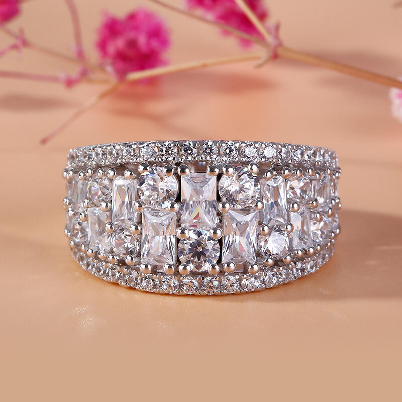 Jeulia Wide Shank Sterling Silver Women's Band