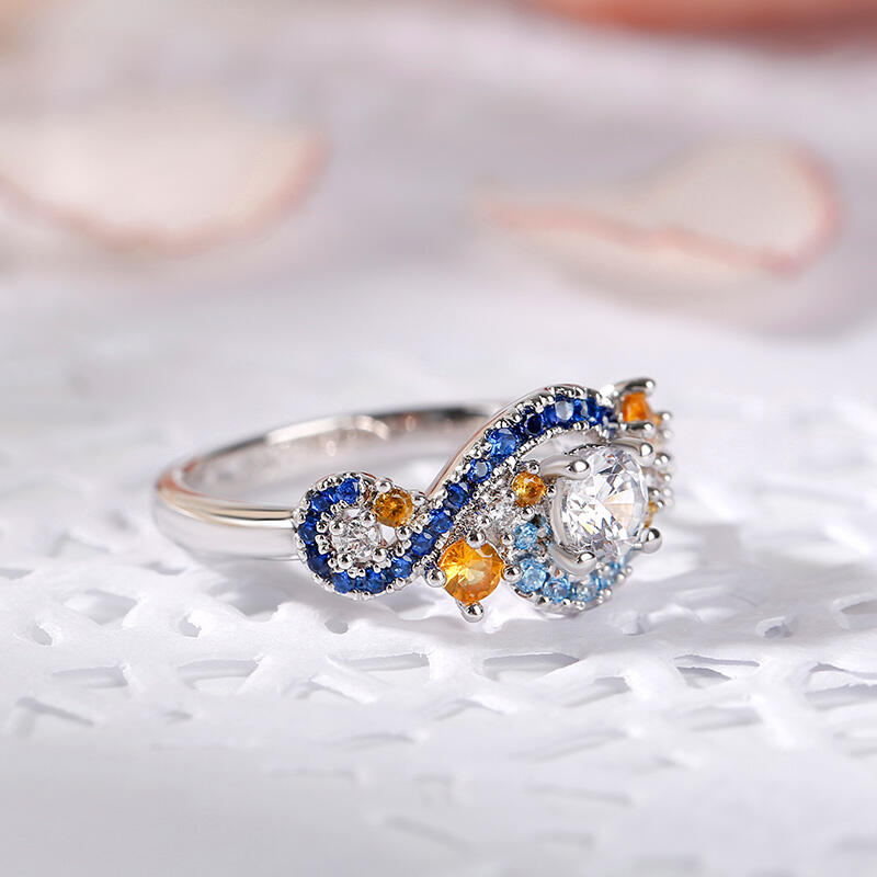 Jeulia "Dreamy Secret" The Starry Night Inspired Sterling Silver Ring