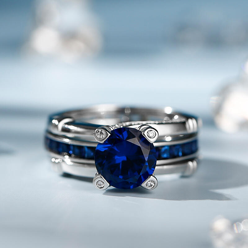 Jeulia Knot Round Cut Sterling Silver Interchangeable Ring Set