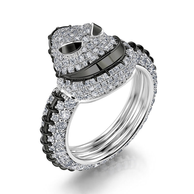 Jeulia Anel de prata esterlina rei caveira especial para casamento