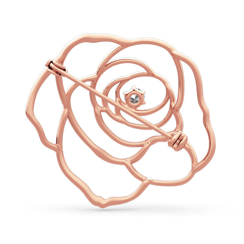 Jeulia Large Rose Flower Shape Sterling Silver Brooch