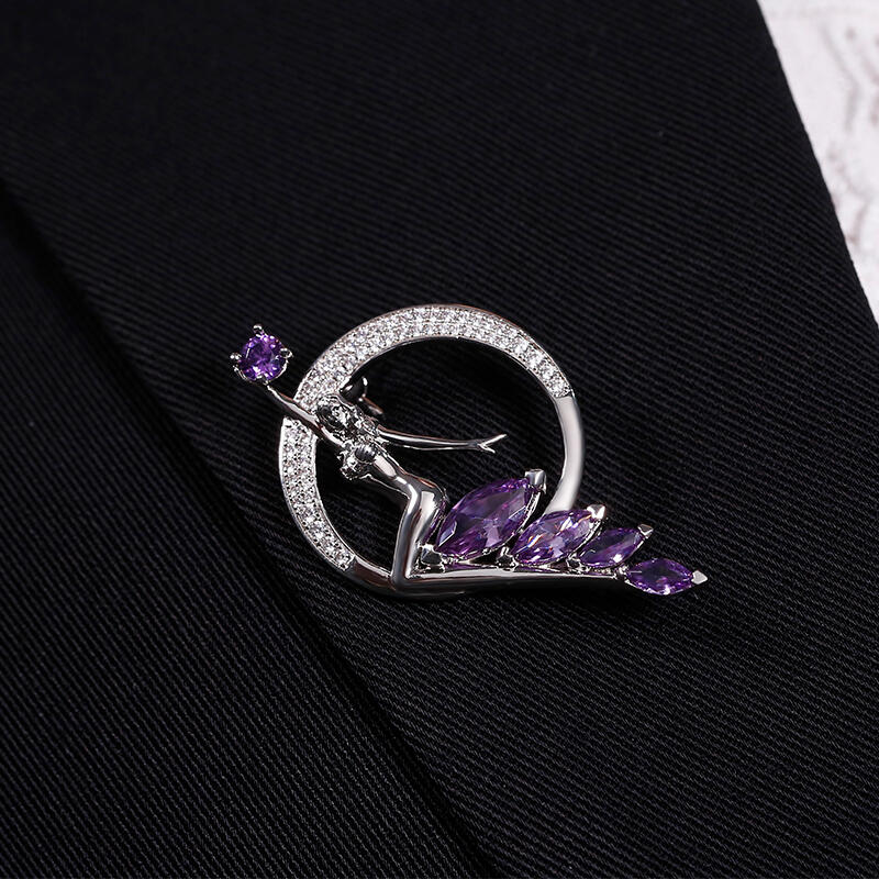 Jeulia "Journey Under The Sea" Marquise Cut Sterling Silver Brooch