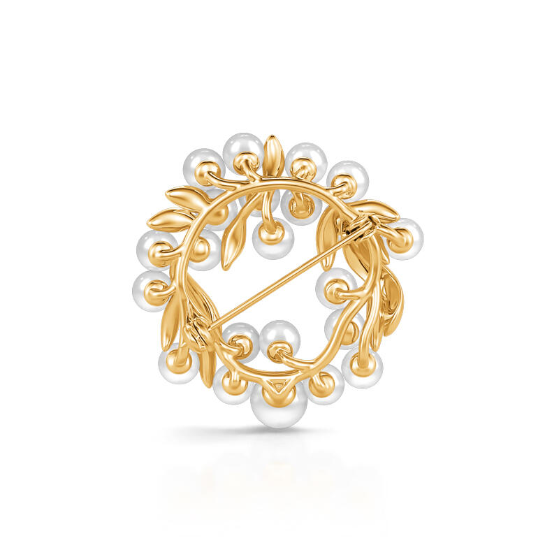 Jeulia Broche en forma de hoja de plata de ley con perlas cultivadas