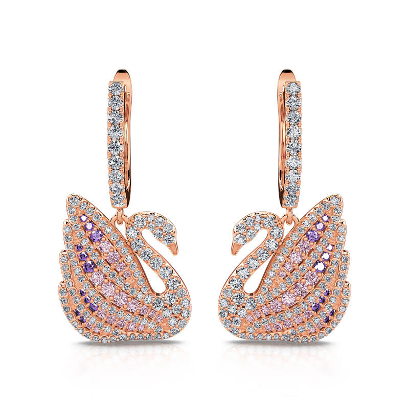Jeulia Dreamy Swan Rose Gold Tone Sterling Silver Jewelry Set