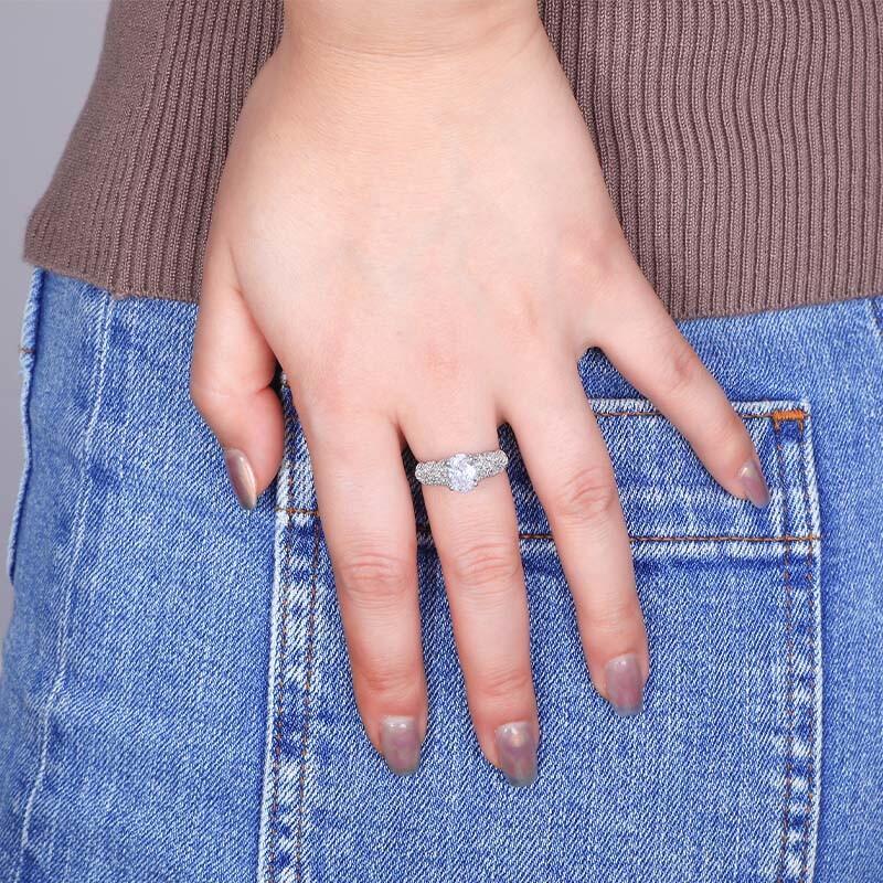 "Always Belong To You" Oval Cut Side Stone Engagement Ring