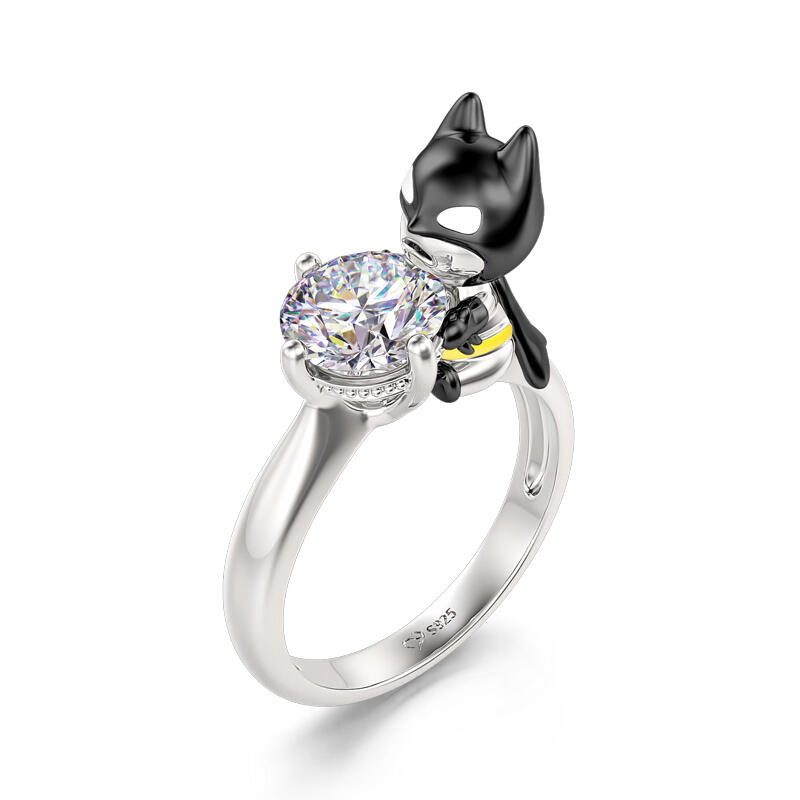 Jeulia Hug Me "Dark Knight" Batman Rundslipad Sterling Silver Ring