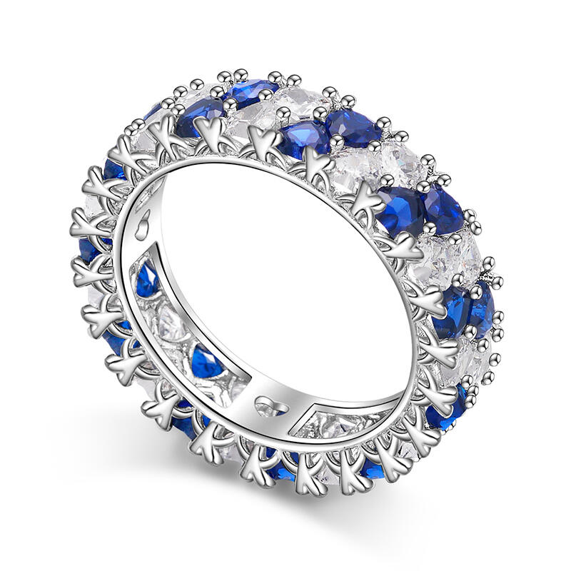 Jeulia 誕生石付き ダブルサークルハート エタニティリング