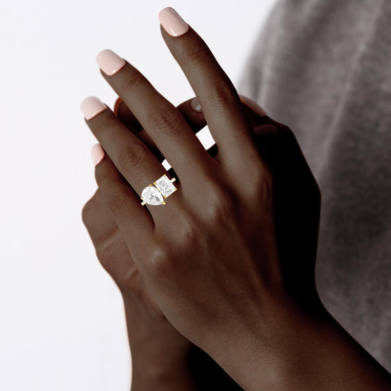 "Pair&Share" Toi-et-Moi Verlobungsring mit Birnen- und Radiant-Schliff