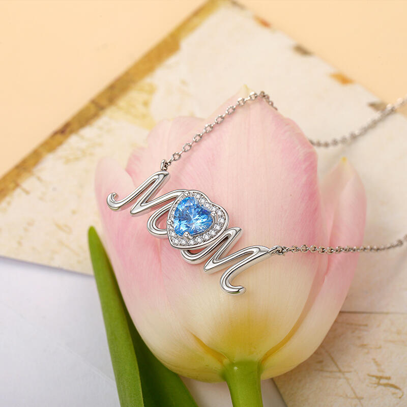 Jeulia Collar de Corazón con Piedra de Nacimiento para el Amor de Mamá