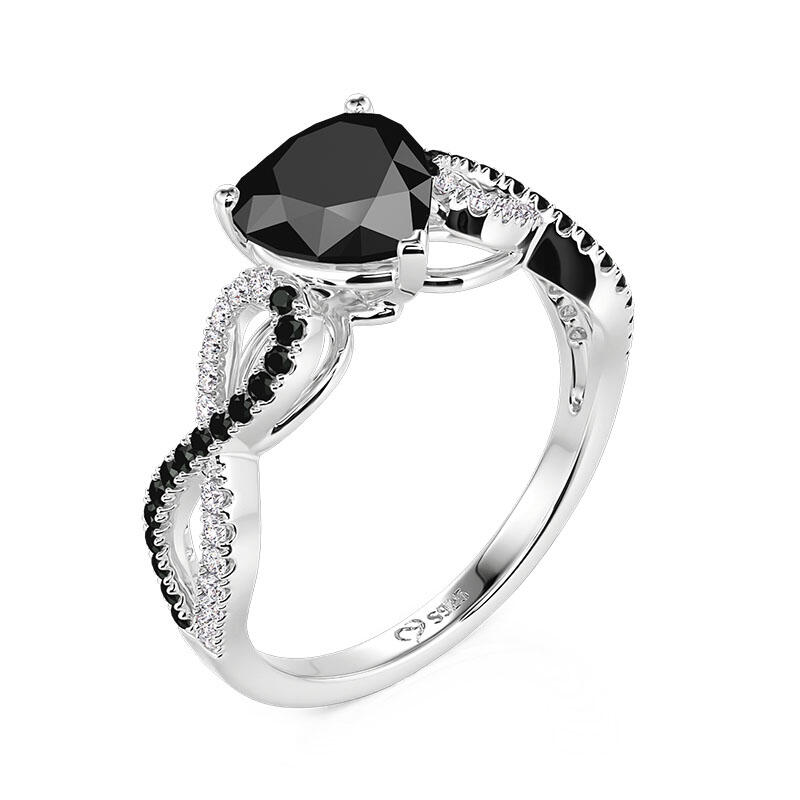 Jeulia Classic Infinity Black Heart Promise Ring