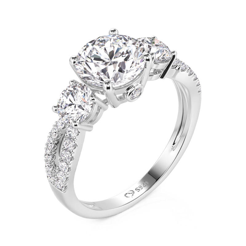 Jeulia Bague de Fiançailles Trois Pierres Tordues en Argent Sterling