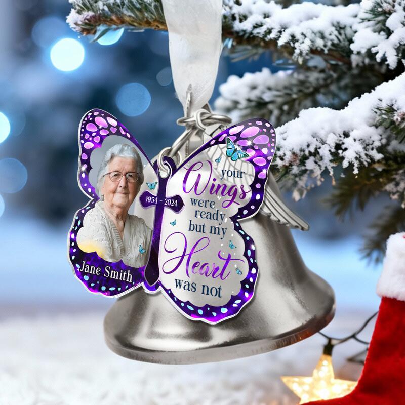 Personalized Picture Bell Ornament with Custom Name Beautiful Gift for Family
