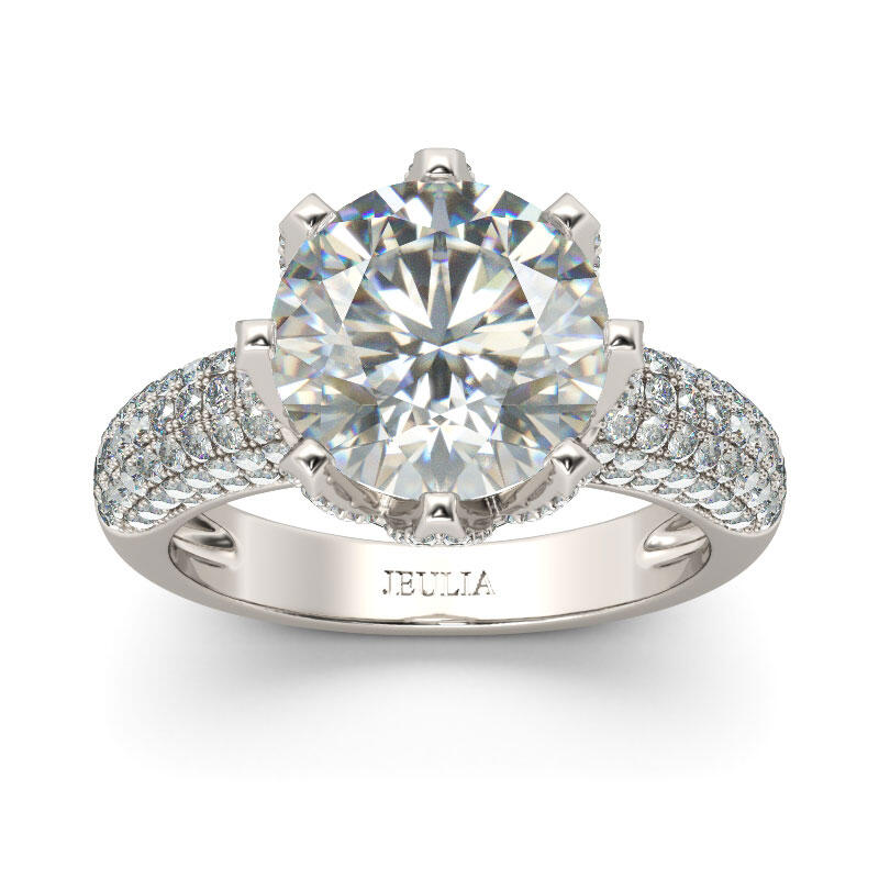 Jeulia Large Stone Round Cut Sterling Silver Ring