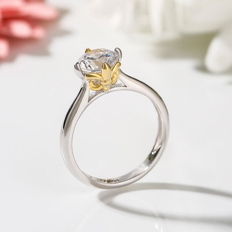 Jeulia anillo de compromiso de iris con corte redondo de plata 925