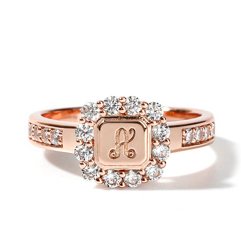 Jeulia Anillo personalizado de plata esterlina con monograma