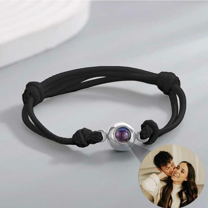 Bracelet photo personnalisé avec cordon