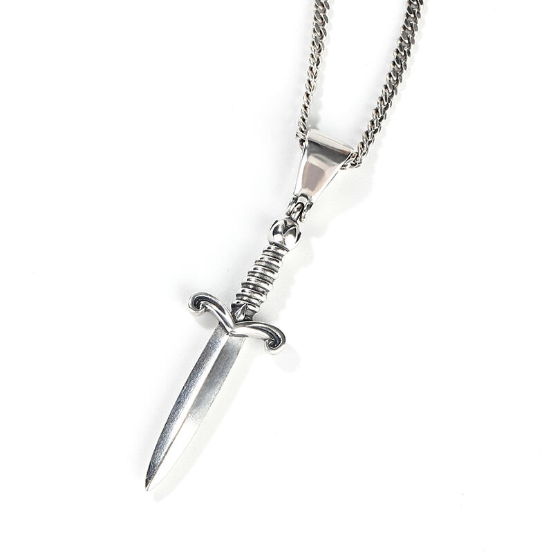 Jeulia Dagger Sterling Silver Men's Necklace